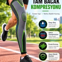 Ergonomik Uzun Spor Dizliği Esnek Kumaşlı Tam Boy Kompresyon Desteği