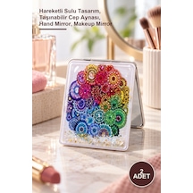 2 Adet Mandala Desenli El Aynası Hareketli Sulu Tasarım, Taşınabilir Cep Aynası, Hand Mirror, Makeup Mirror Altın