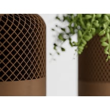 Bezos 3d Baskı Modern File Desenli Dekoratif Saksı - Minimal Çiçek Saksısı, Ev Ve Ofis Bitki Saksısı-kahverengi Hb006