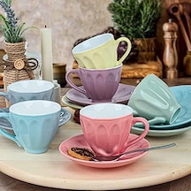 Soft Çay Fincan Takımı 12 Parça 6 Kişilik Açık Gri