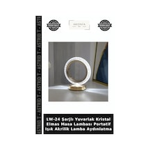 Lw-24 Şarjlı Yuvarlak Kristal Elmas Masa Lambası Portatif Işık Akrilik Lamba Aydınlatma