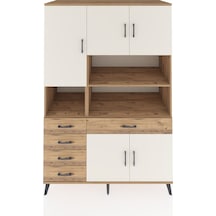 Kronos Dolap 9 Raflı 5 Çekmeceli 5 Kapaklı 132x59x195 Çam-aytaşı/çam Aytası/atlas Çam