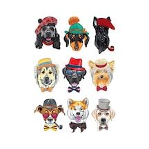Sevimli Köpekler Sticker Set-2 9 Parça Telefon, Tablet, Defter, Laptop Sticker