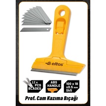 Cam Kazıma Bıçağı 12 Adet Bıçaklı Elos Cam Fyans Kir Yağ Kazıma