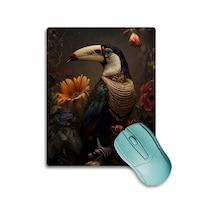 Sonictouch Tukan Papağını Kaydırmaz Gaming Oyuncu Dikişsiz Kahverengi Sarı Mouse Pad/ped 17x21cm
