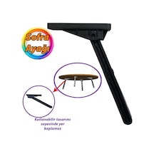 Katlanabilir Siyah Yer Sofra Ayağı Katlanır Yer Sofrası Sini Altı Plastik Ayak 22 Cm
