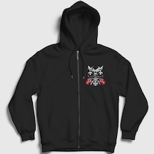 Presmono Unisex Norway Mayhem Fermuarlı Kapüşonlu Sweatshirt Siyah