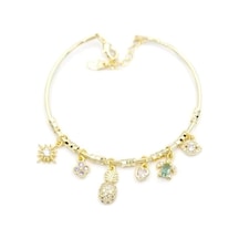 Ananas Charmlı Bilezik - Altın Çok Renkli