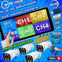 4 Adet Ahd 2mp Warm Ledli Kamera Dvr Dokunmatik 10.36 İnç Monitör 12 Volt 256 Gb