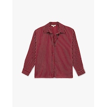 Koton Regular Fit Uzun Kollu Klasik Yaka Oversize Gömlek Bordo Çizgili 6sak60126pw Bordo Çizgili