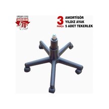 Amortisör Piston Ve Yıldız Ayak Tekerlekli 3 Parça Set Sekreter