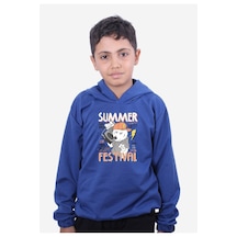Fyk Kids Erkek Çocuk Baskılı Kapüşonlu Sweatshirt İndigo