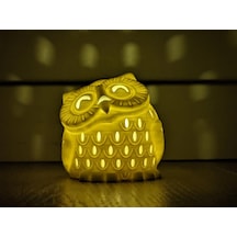 Beyaz Baykuş Sanatsal Heykel Formunda Led Mumluk 13cm