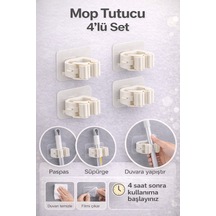 4 Adet Yapışkanlı Pratik Mop Temizlik Fırçası Tutucu Gri Diğer