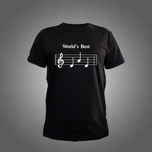 Herşey Nota World's Best Siyah T-shirt Unisex 001