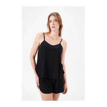 Angbutik Pjs 29007 Kadın İp Askılı Şort Takım Siyah