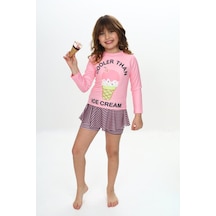 My Kids Wear Etek Detaylı Kız Çocuk Mayo Krem