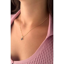 Fiyonk Kuyumculuk 14 Ayar Altın İpek Zincir Firuze Taşlı Kelebek Kolye 001