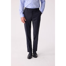 Erkek Lacivert Regular Fit Yün Karışımlı Kumaş Pantolon