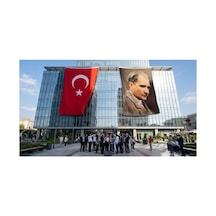 Sivil Gazi Mustafa Kemal Atatürk Yan Portre Bayrak Ve Türk Bayrağı Premium Raşel Kumaş 2'li Set 10x15 Metre Ata8 Diğer