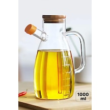 1000 Ml Bambu Kapaklı Borosilikat Yağdanlık Cam Yağlık Sirkelik Şişesi Master Vakumlu Sosluk Ahşap