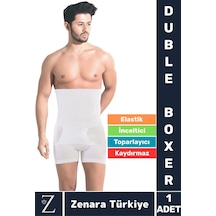 Gündelik Kaymaz Göbek Kalça Toparlayan Sıkılaştıran Bel Düzleştiren İncelten Erkek Duble Boxer Korse Beyaz