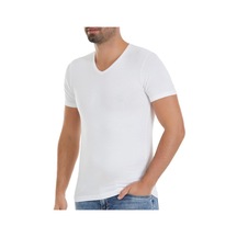 6 Adet Yıldız Erkek Bambu V Yaka T-shirt Fanila Beyaz 480 001