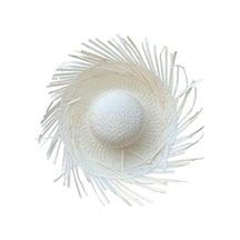 Tropikal Parti Beyaz Hasır Hawaii Şapkası 13x36 Cm Diğer