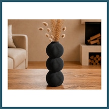 Bezos 3d Baskı Modern 3 Küre Dekoratif Vazo - Minimal Çiçek Vazosu, Masaüstü Ev Ve Ofis Dekoru-siyah Ob