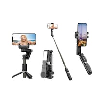 Selfie Çubuğu Tripodlu Gimbal - 2 Eksenli Manevra, Uzayabilir Tripod Telefon Sabitleyici, Led Işıklı Tasarım, Self Genel