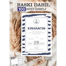 100 Adet Baskı Ve Zarf Dahil Sünnet Davetiyesi Baskılı Zarflı Davetiye