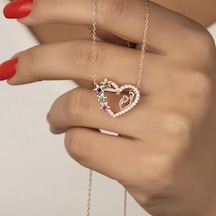 925 Ayar Gümüş Rose Yıldızlı Anne Bebek Kolye 925 Ayar Gümüş Rose Yıldızlı Anne Bebek Kolye