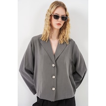 Bigdart Kadın Kruvaze Yaka Oversize Ceket 0747 - Gri Bigdart Kadın Kruvaze Yaka Oversize Ceket 0747 - Gri