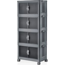 Kitchen Life 4'lü Portatif Istiflenebilir Tekerlekli Organizer Dolap - Mutfak Banyo Rafı Saklama Kutusu Sepet