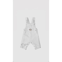 Merqova Bebek Pamuklu Kapitone Salopet Tulum Askılı Çıtçıtlı, Kuzucuk Nakışlı Unisex Bebek Tulum Beyaz