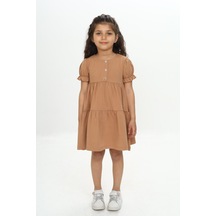 Toontoy Kids Toontoy Kız Çocuk Önü Düğmeli Fırfırlı Elbise Çok Renkli