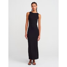 Dilvin 91381 Yırtmaç Detaylı Midi Boy Elbise-siyah Siyah Dilvin 91381 Yırtmaç Detaylı Midi Boy Elbise-siyah Siyah