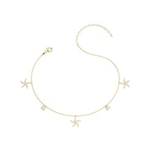 İndigo Takı Minik Deniz Yıldızı Altın Kaplama Gümüş Halhal Çok Renkli