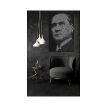 Atatürk Silüet Siyah Zemin Cam Tablo Dekoratif Duvar Tablosu Solmayan Canlı Renkler Mutfak Ve Yemek Alanı Doğum Günü Hediyesi