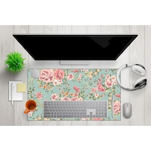 Mikrofiber Dekoratif Mouse Pad, 7mm Kalınlık, Kaygansız Taban, Leke Tutmaz, Su Geçirmez, Ofis Aksesuarı Turkuaz, 40x80cm