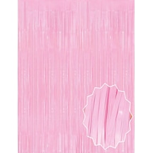 Soft Pembe Püsküllü Kapı Perdesi - Parti, Baby Shower, Cinsiyet Partisi 1x2 M 256