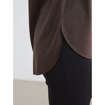 Lc Waikiki Kahverengi Bisiklet Yaka Oversize Kadın Spor Tişört