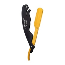 Fontenay Kapaklı Jilet Takılabilir Şekilli Çelik Sakal Usturası - Paslanmaz Mat Sarı/siyah