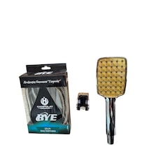 Bye 1.kalite Büyük Kafa Gold Renk Kare Başlık Ve Duş Hortumu Seti Krom - Altın