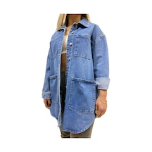 5316 Dört Cepli Oversize Gömlek Mavi-2285 Mavi
