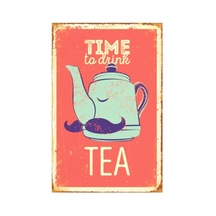 Time To Drink Tea Retro Vintage Drtr0126 Ahşap Mdf Tablo