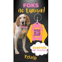 Petjoo 29.Foks Sarı-Pembe Qr'lı Köpek Künyesi