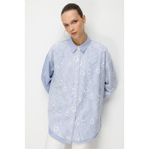 Ghisa Dantel Kumaş Mixli Tunik Mavi - 877024323 Mavi