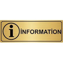 Informatıon Yönlendirme Levhası 10cmx20cm Altın Renk Metal