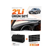 Mercedes W201 E-class 190-190e 1982-1993 Uyumlu Torpido Örtüsü + Deri Bagaj Çantası Seti - Siyah